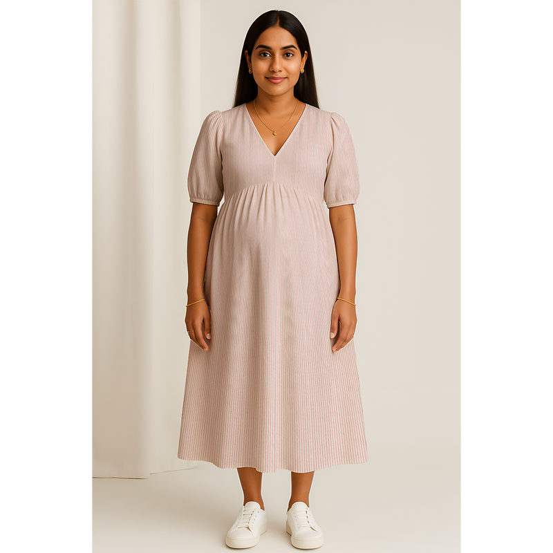 Rosé Stripe Cotton Customised Maternity Wear.