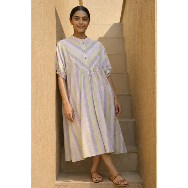 Pastel Stripe Comfort A-Line Dress