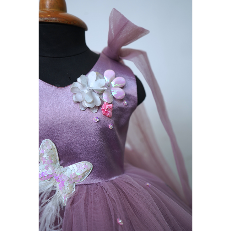 Lavender Mom & Daughter Matching Gown Set | Elegant Sequin and Floral Dress