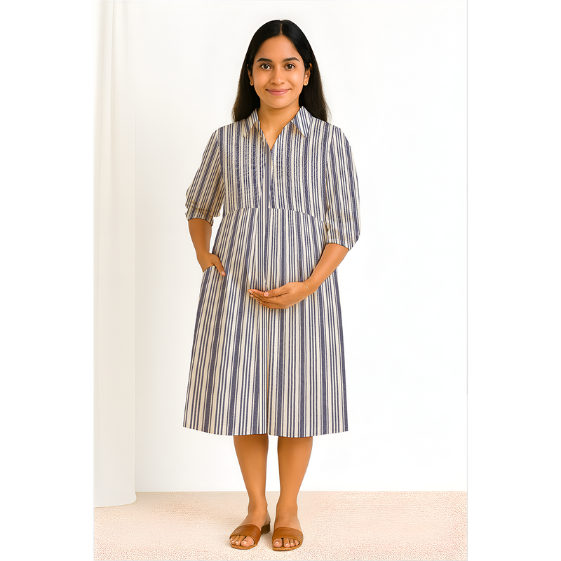 Indigo Breeze Stripe Cotton Customised  Maternity Wear Collection