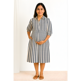 Black Vertical Stripe Cotton  Customised Maternity Wear.
