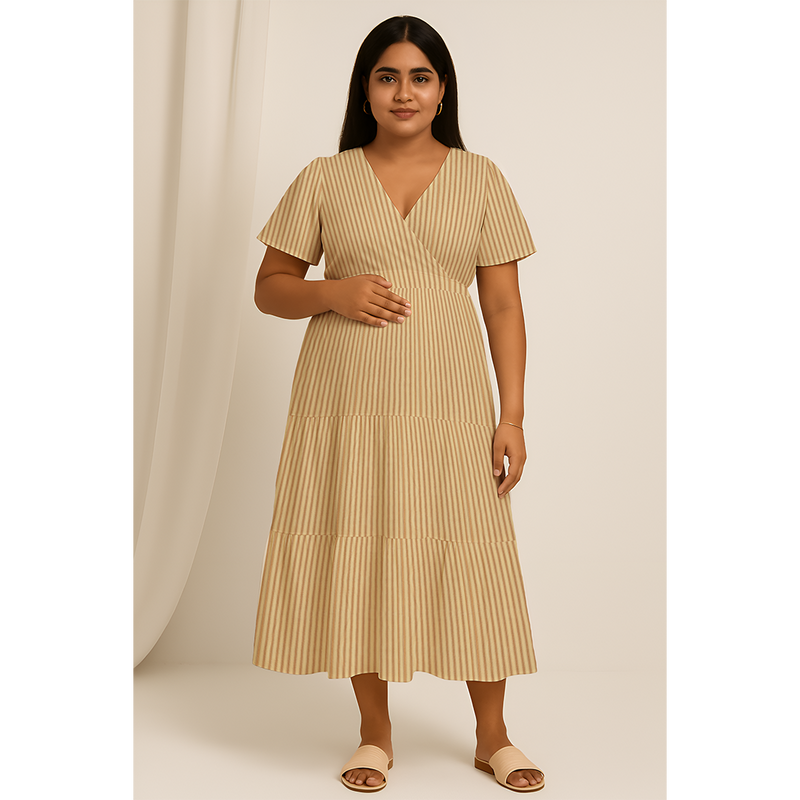 Mocha Stripe Cotton Customised Maternity Collection