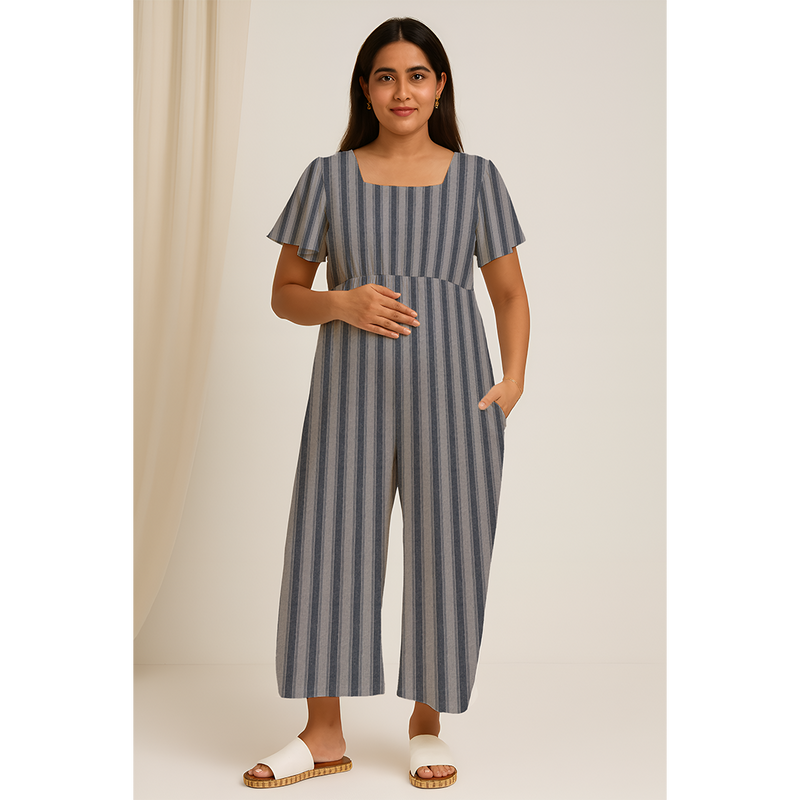 Muted Blue-Grey Stripes Customised Maternity Collection