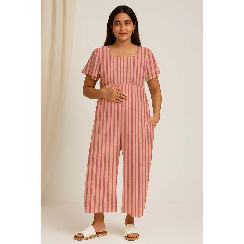 Rosewood Stripe Cotton Customised Maternity Wear