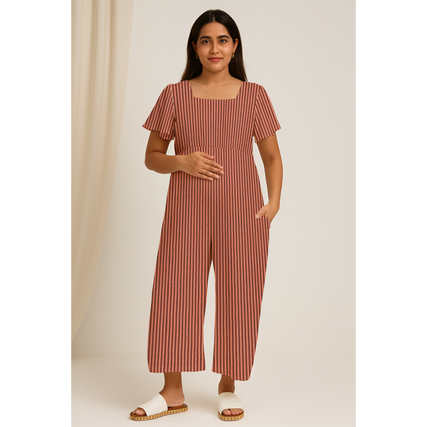 Terracotta Stripe Cotton Customised Maternity Wear Collection
