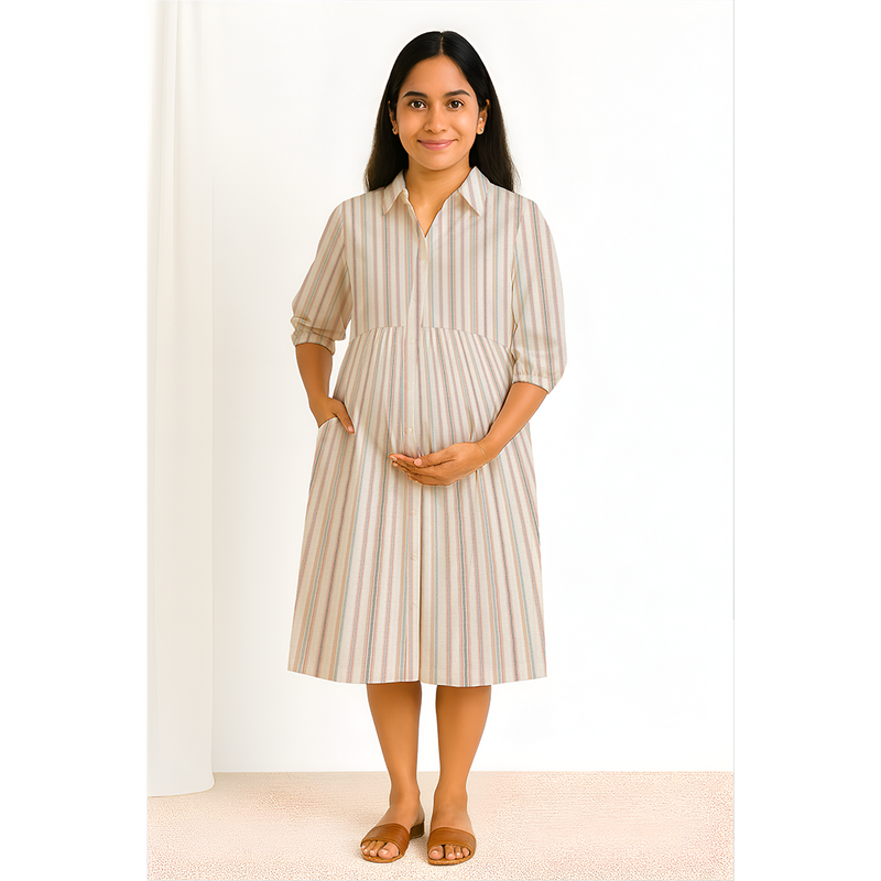 Coastal Stripe Cotton Customised Maternity Wear.