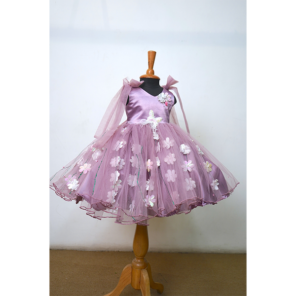 Lavender Mom & Daughter Matching Gown Set | Elegant Sequin and Floral Dress