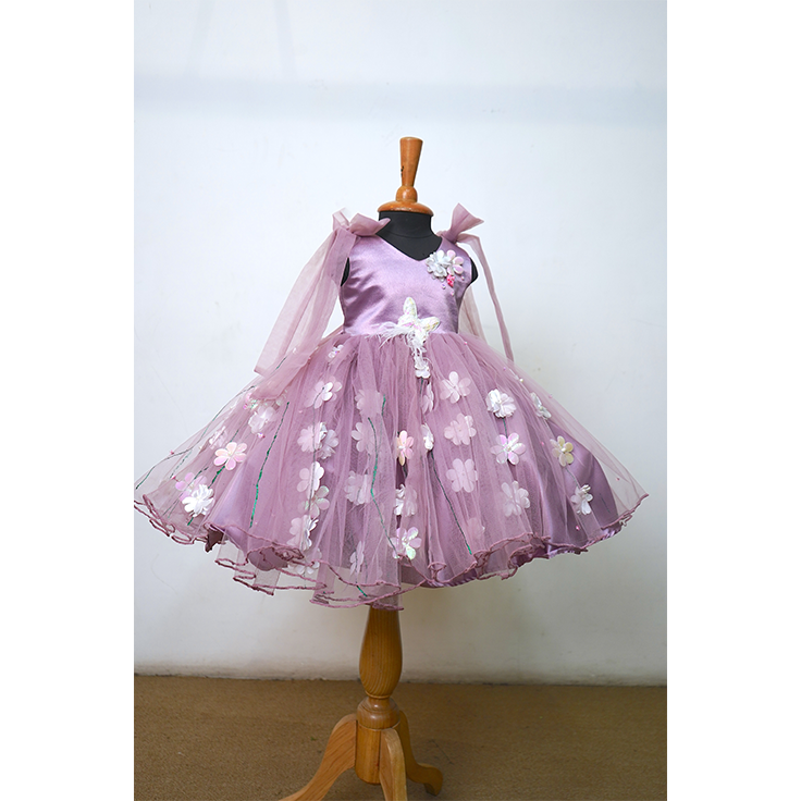 Lavender Mom & Daughter Matching Gown Set | Elegant Sequin and Floral Dress