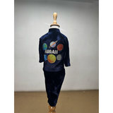 Royal Midnight Blue Velvet Indo-Western Set for Boys