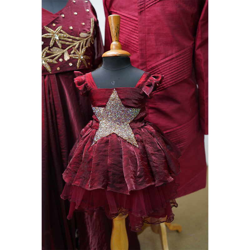 Regal Burgundy Starry Family Outfit Set