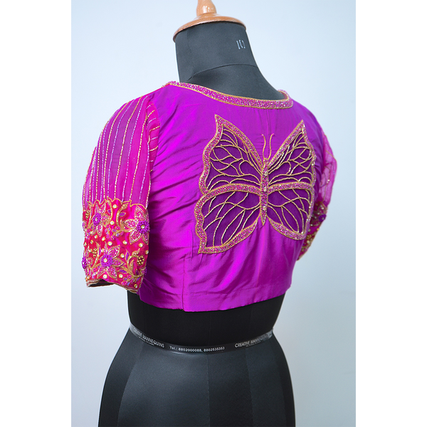 "Elegant Butterfly Embroidered Handwork Blouse"