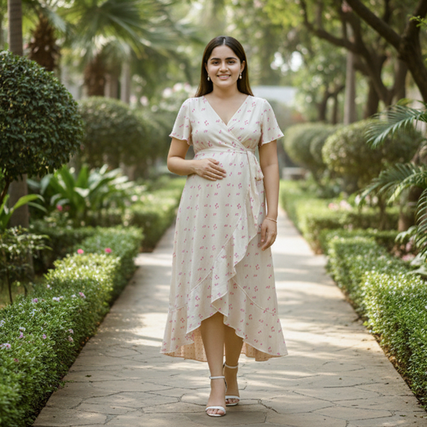 Double Heart Love Cotton Maternity Dress