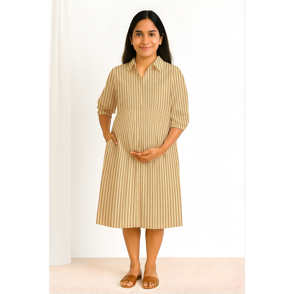 Mocha Stripe Cotton Customised Maternity Collection