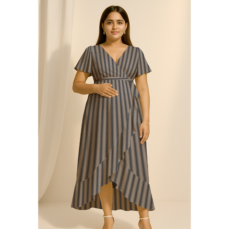 Muted Blue-Grey Stripes Customised Maternity Collection