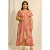 Rosewood Stripe Cotton Customised Maternity Wear