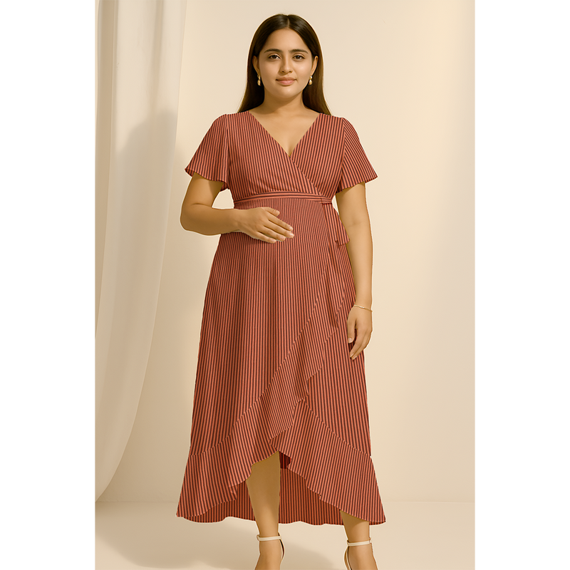 Terracotta Stripe Cotton Customised Maternity Wear Collection