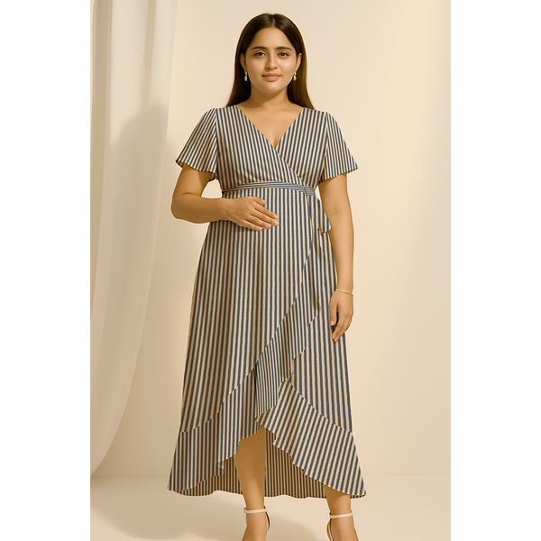 Blue Striped  Cotton Customised Maternity wear Collection