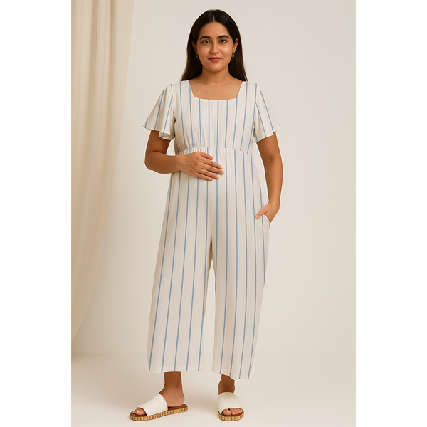 Blue Stripe Cotton Customised Maternity Wear
