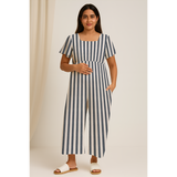 Black Vertical Stripe Cotton  Customised Maternity Wear.