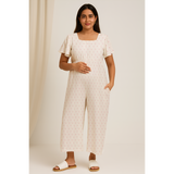 Cream Ikat Soft Cotton Customised Maternity Wear.