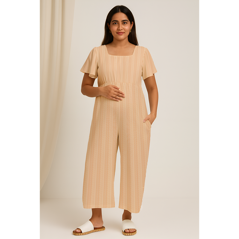 Peach Meadow Stripes Cotton Customised Maternity Wear.