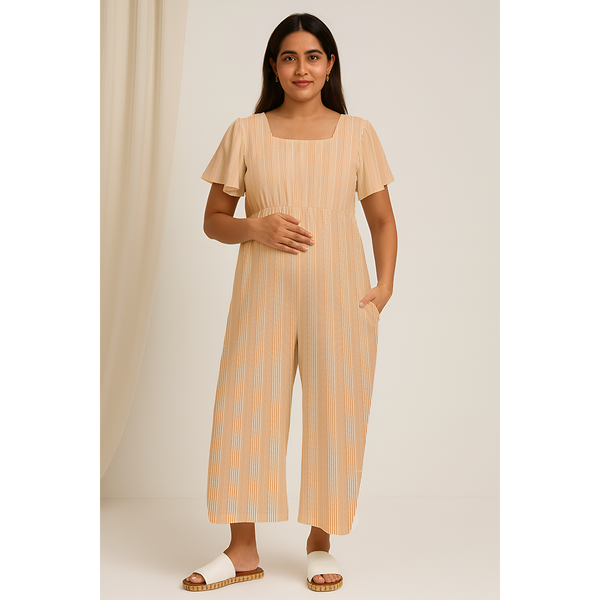 Peach Meadow Stripes Cotton Customised Maternity Wear.