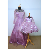 Lavender Mom & Daughter Matching Gown Set | Elegant Sequin and Floral Dress