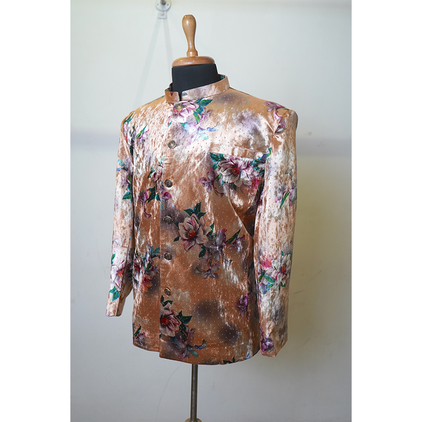 Regal Velvet Beige & Mustard Draped Family Ethnic Wear Set