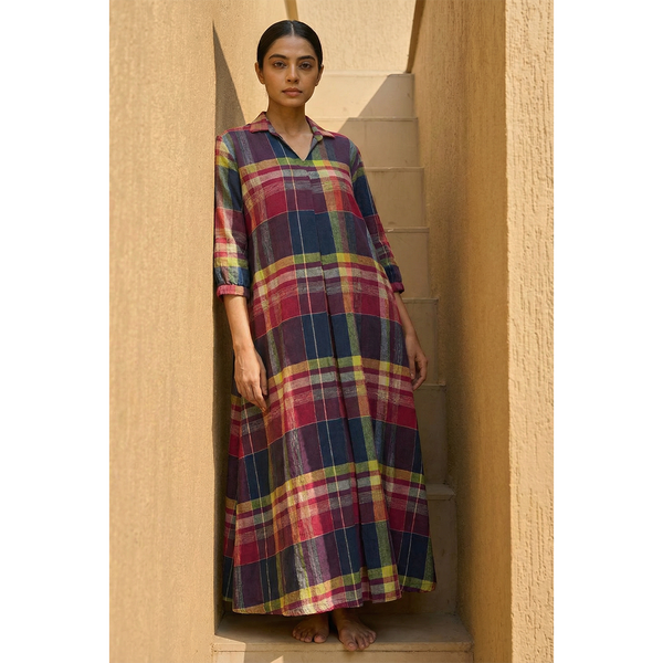 Autumn Plaid Cotton Maxi Dress – Everyday Comfort Wear