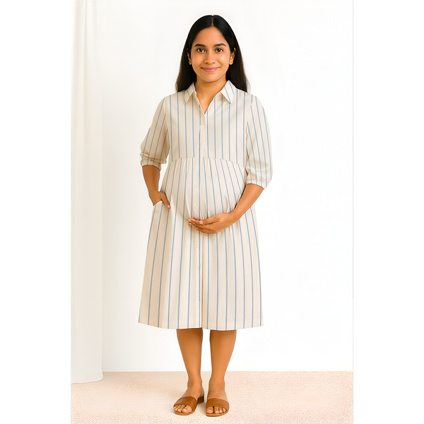 Blue Stripe Cotton Customised Maternity Wear