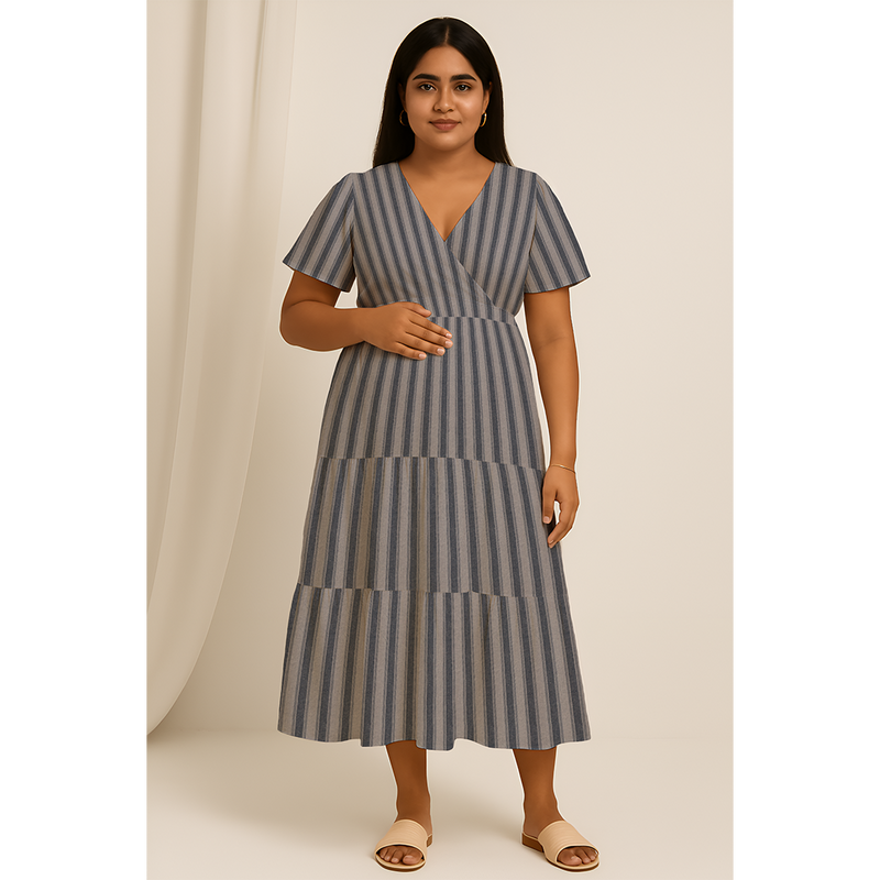 Muted Blue-Grey Stripes Customised Maternity Collection