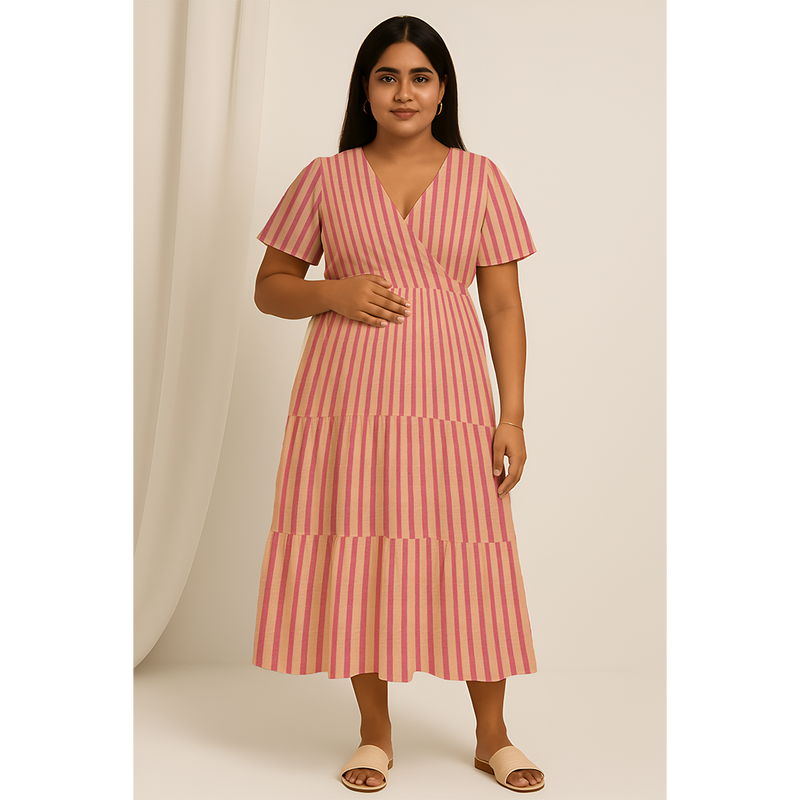 Rosewood Stripe Cotton Customised Maternity Wear