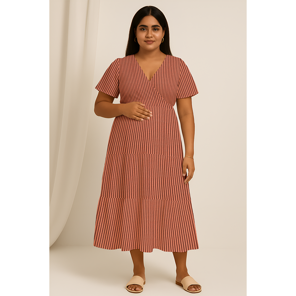 Terracotta Stripe Cotton Customised Maternity Wear Collection