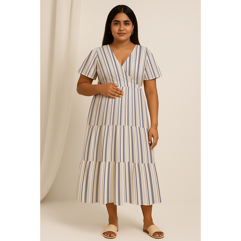 Coastal Stripe Cotton Customised Maternity Wear.