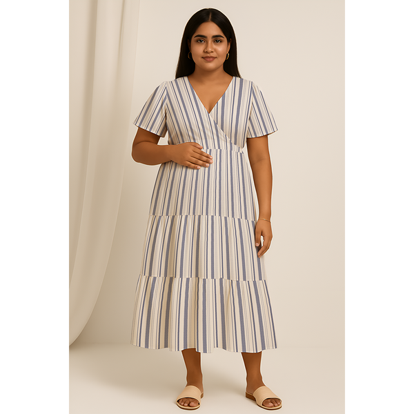 Coastal Stripe Cotton Customised Maternity Wear.