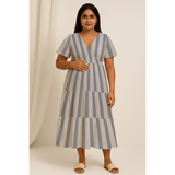 Mist blue Cotton Stripe Customised Maternity Wear.