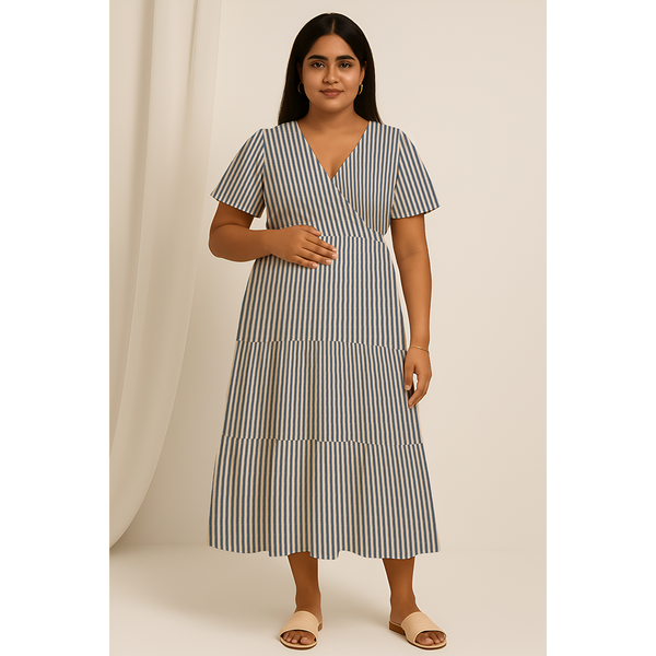 Blue Striped  Cotton Customised Maternity wear Collection