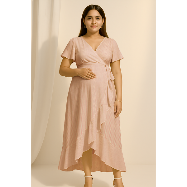 Rosé Stripe Cotton Customised Maternity Wear.