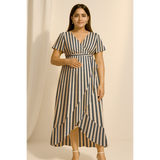 Black Vertical Stripe Cotton  Customised Maternity Wear.