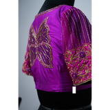 "Elegant Butterfly Embroidered Handwork Blouse"