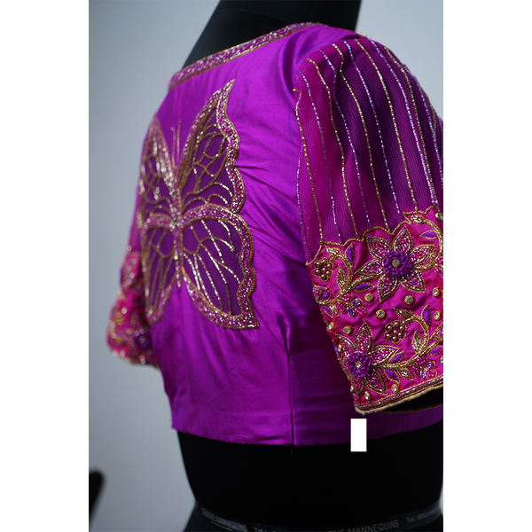 "Elegant Butterfly Embroidered Handwork Blouse"