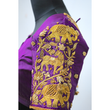 "Royal Heritage Hand-Embroidered Blouse with Golden Motifs"