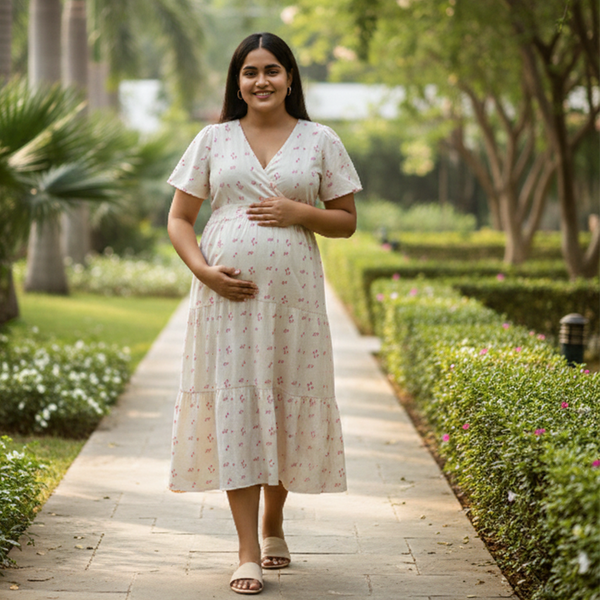 Double Heart Love Cotton Maternity Dress