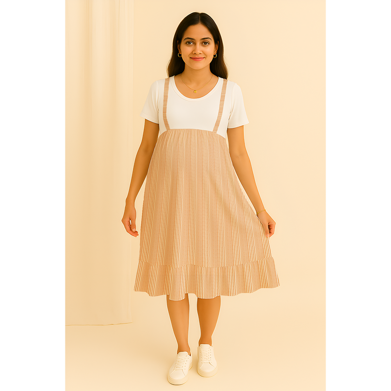 Peach Meadow Stripes Cotton Customised Maternity Wear.