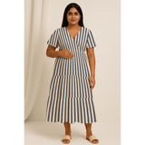 Black Vertical Stripe Cotton  Customised Maternity Wear.