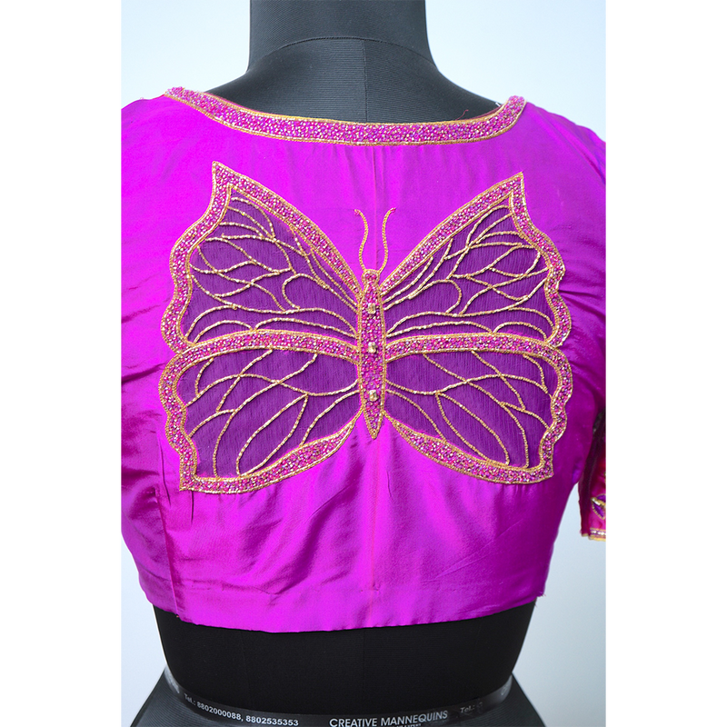 "Elegant Butterfly Embroidered Handwork Blouse"