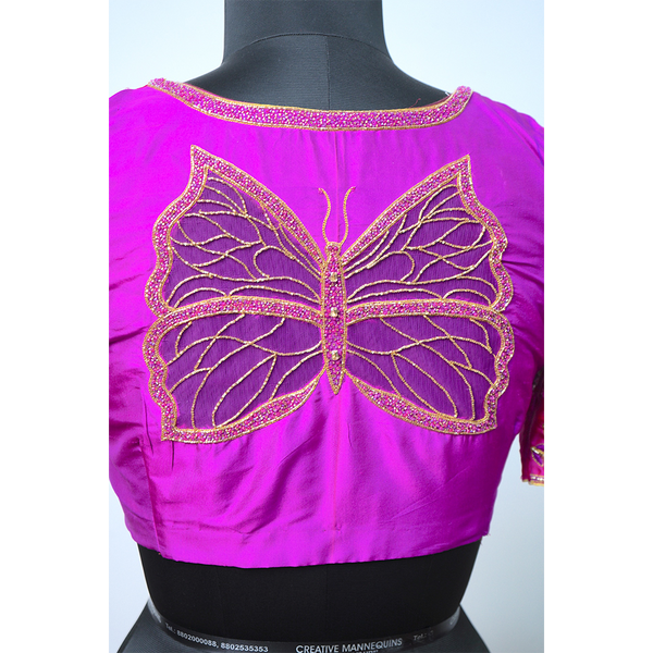 "Elegant Butterfly Embroidered Handwork Blouse"