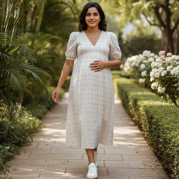 Double Heart Love Cotton Maternity Dress