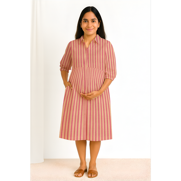 Rosewood Stripe Cotton Customised Maternity Wear