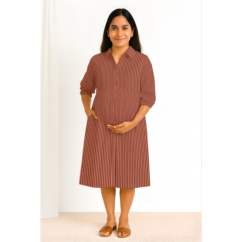Terracotta Stripe Cotton Customised Maternity Wear Collection